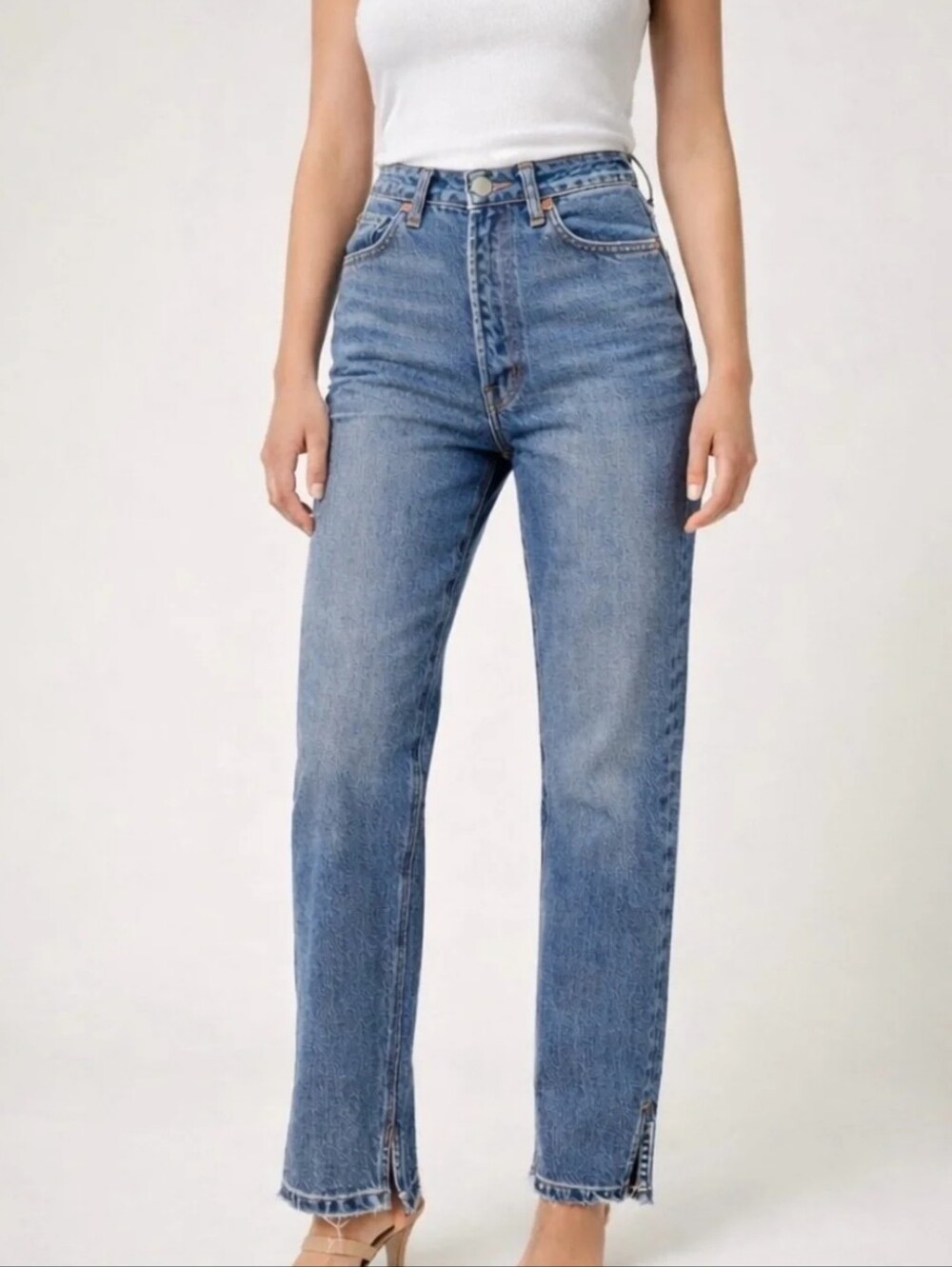 Re/Done High-Rise Raw Slit Boot Jeans in Faded Black